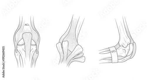 Elbow Anatomy Ligaments: UCL, ACL, Medical Illustration, Orthopedic Diagram