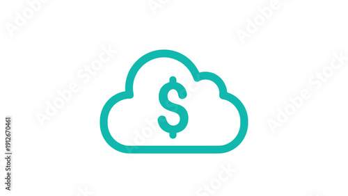Cloud Money Icon: Dollar Sign in Cloud Symbol. Digital Finance, Online Banking, and SaaS Cost Vector.
