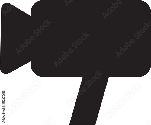Black Video Camera Icon on White Background, Camcorder and Media Recording Symbol