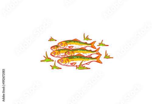 Seafood t shirt design.Original sea food.Canned fish artwork.Fish vintage artwork.Sardines fish artwork for t shirt print, poster, sticker and other u