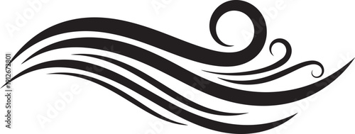 Abstract wavy lines illustration vector silhouette on transparent background.