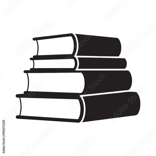 Simple Stacked Books Icon Vector Graphic in Black and White