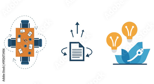 Business meeting, document analysis, and idea generation concept