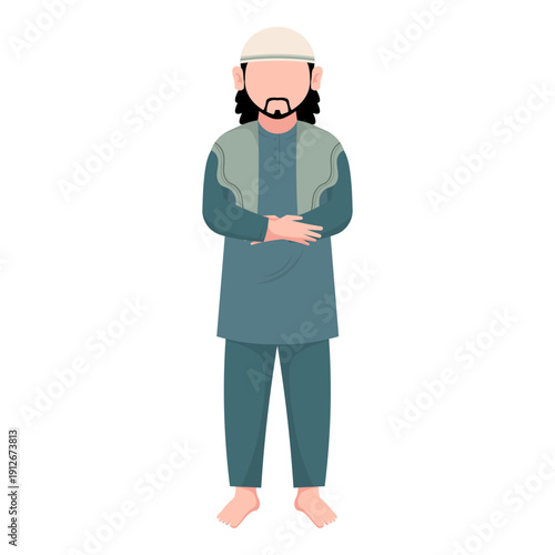 Muslim Man Praying Illustration