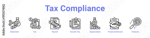 Tax Compliance Icon Banner and Collection