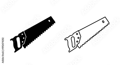 Hand saw and hacksaw illustration, tools for woodworking and diy projects Vector