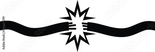 Striking black and white vector illustration of an explosive star burst with dynamic swirling lines, ideal for impactful logos, posters, and modern graphic designs.