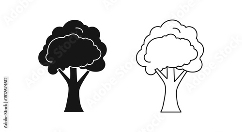 Black and white tree illustration, vector art, digital drawing, nature, design Vector