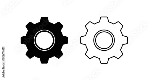 Black and white gear icons set, minimalist design, vector illustration, simple style Vector