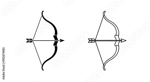 Two different types of bows and arrows with different curves and designs Vector
