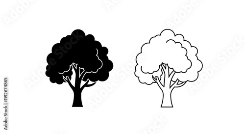 Two trees, one black and one white, illustration, vector art, design, concept Vector