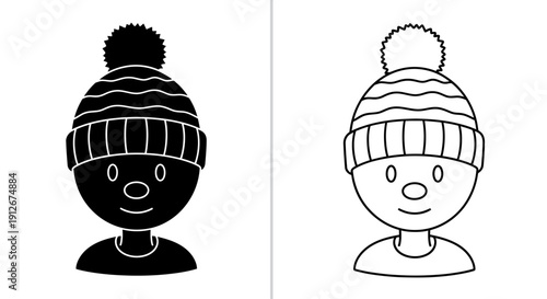 Winter hat illustration, cozy knit cap, cold weather accessory, warm headwear design Vector