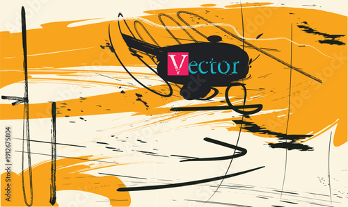 scribble brush yellow abstract paint texture, layered mixed media canvas, colorful Abstraction oil painting, curved shapes, dotted patterns, soft psychedelic artistic surface.eps