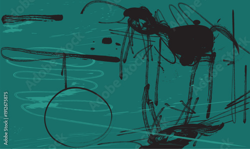 scribble brush green abstract paint texture, colorful Abstraction oil painting, layered mixed media canvas, curved shapes, dotted patterns, soft psychedelic artistic surface.eps