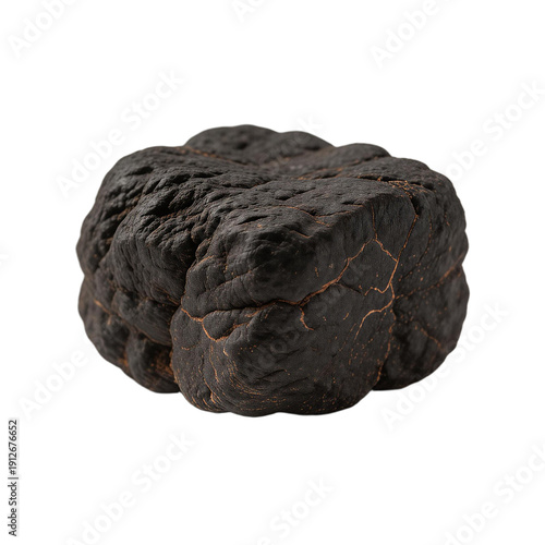 Single Black Truffle Mushroom Isolated on White