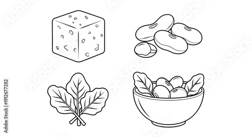 Tofu, Beans, and Spinach: Healthy Plant-Based Food Ingredients