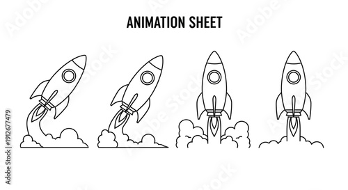Rocket Launch Animation Sequence - Step-by-Step Takeoff