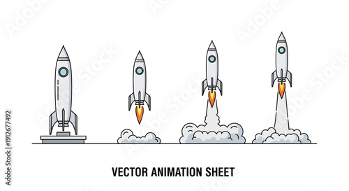 Rocket Launch Animation Sequence: From Ground to Ascent