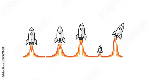 Rocket Launch Sequence: From Small Start to Big Ascent