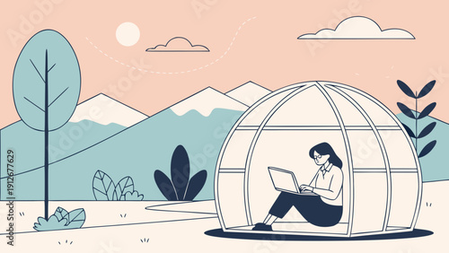 Remote Eco Workspace Vector