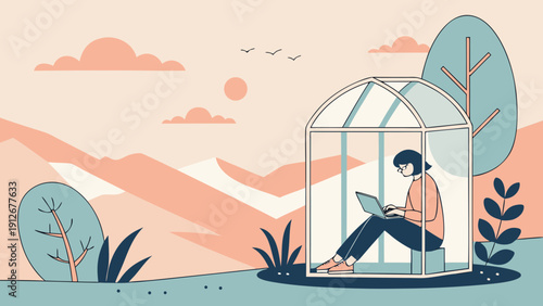 Remote Eco Workspace Vector