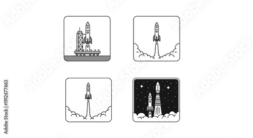 Rocket Launch Sequence Icons: From Launchpad to Space Ascent