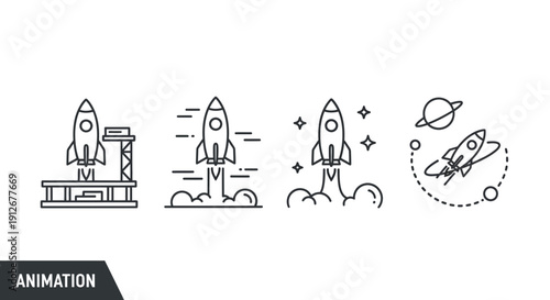 Rocket Launch Sequence Icons: From Launchpad to Space Orbit