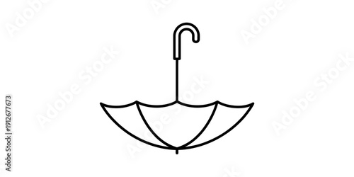 Minimalist line drawing of an upside down umbrella isolated on a white background Vector, illustration