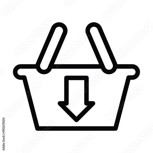 shopping basket with down arrow outline icon vector design good for web or mobile app