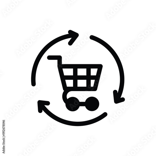 shopping chart with circle arrow solid icon vector design good for web or mobile app