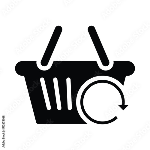 shopping basket with circle arrow solid icon vector design good for web or mobile app