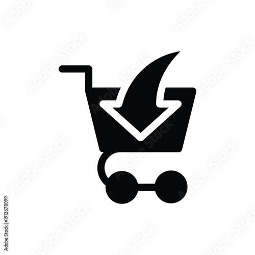 shopping chart with round down arrow solid icon vector design good for web or mobile app