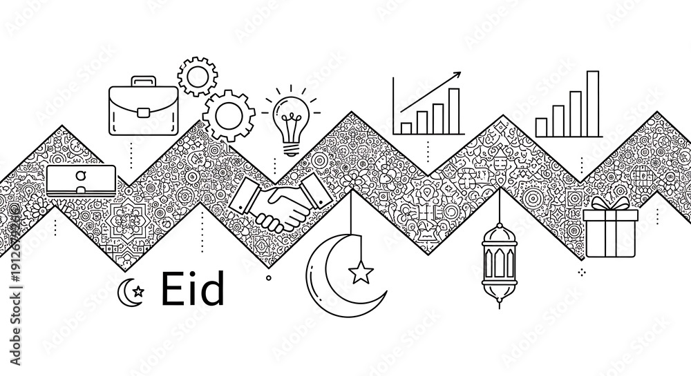 Naklejka premium Eid Mubarak Business Background, Ramadan Kareem, Islamic Illustration
