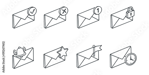 Email message status line icons set