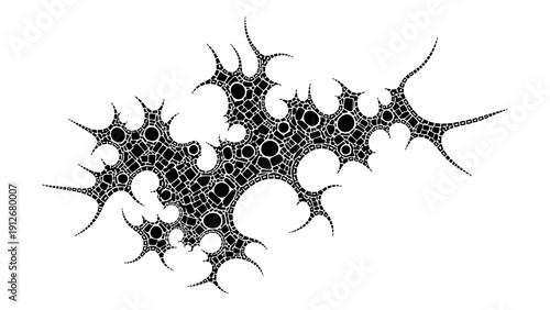 abstract organic network cellular fractal patterns spiky tendrils on white visualizing biological systems digital flow.