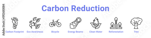 Carbon Reduction Icon Banner and Collection