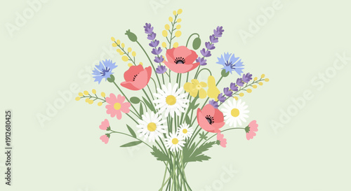 Vibrant bouquet of flowers arranged in a vase, showcasing colorful blooms from various species