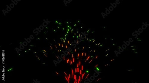colorful confetti party particles explosions on black background.