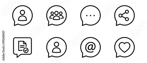 Communication and social media outline icons set