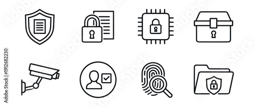 Security line icons set