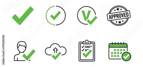 Checkmark confirmation icons set