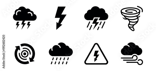 Weather condition line icons set