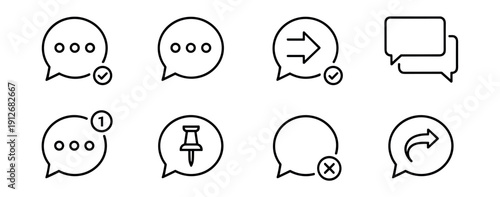 Messaging and communication line icons set