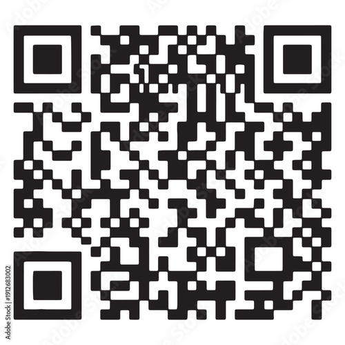 Billede på lærred This image shows a black and white QR code on a plain white background