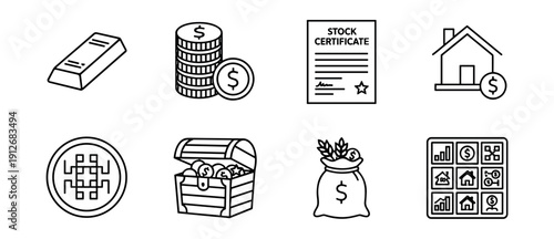 Finance and Investment Line Icons Set