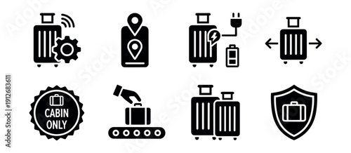 Luggage and Travel Minimalistic Icons Set