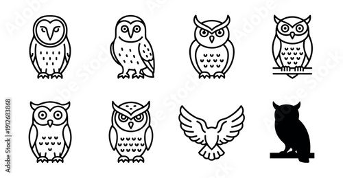 Owl icons set