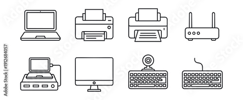 Technology line icons collection