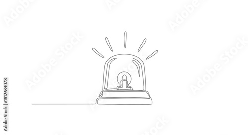 Emergency Warning Light Siren Continuous Line Drawing