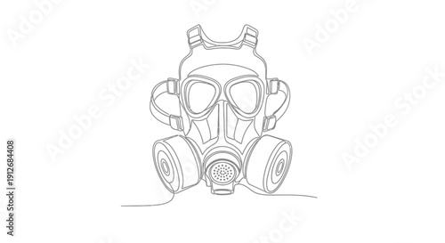 Gas Mask Line Art - Protection Against Pollution, Warfare, or Disease